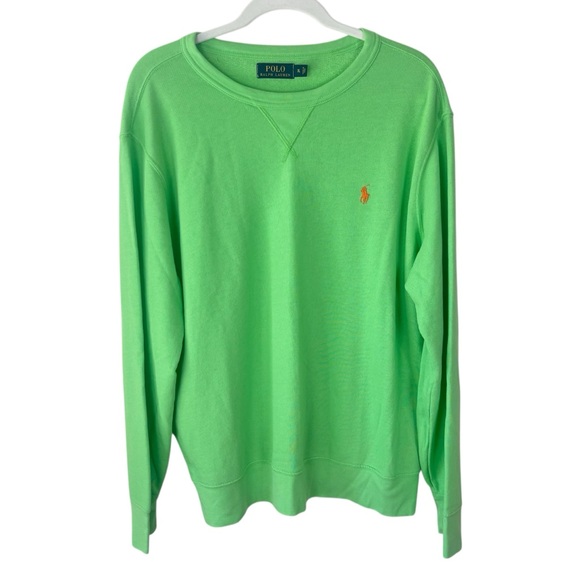 Polo Ralph Lauren Green & Orange Pony Crew Neck Sweatshirt Jumper Size XL - Picture 1 of 5
